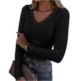 thumbnail image 1 of WTOBBY Women's Solid Color Fashion Long Sleeve Top, Minimalist Basic Casual Daily Wear Blouse for Fall and Winter Seasons,Black M, 1 of 5