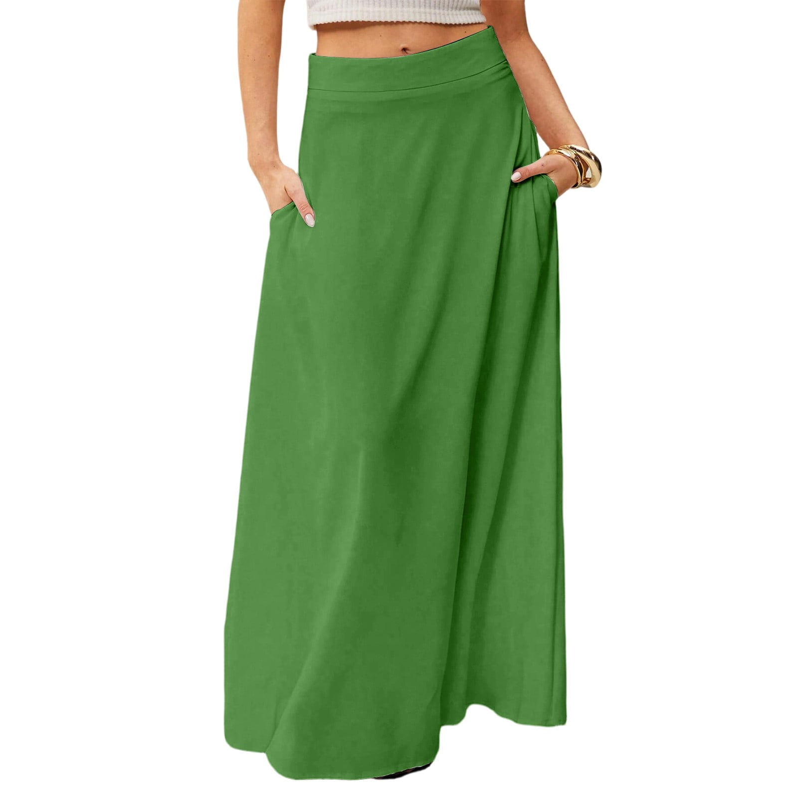 Summer New Mesh Lemon Printing Elastic Waist Large Swing Casual Skirt Women main image 1
