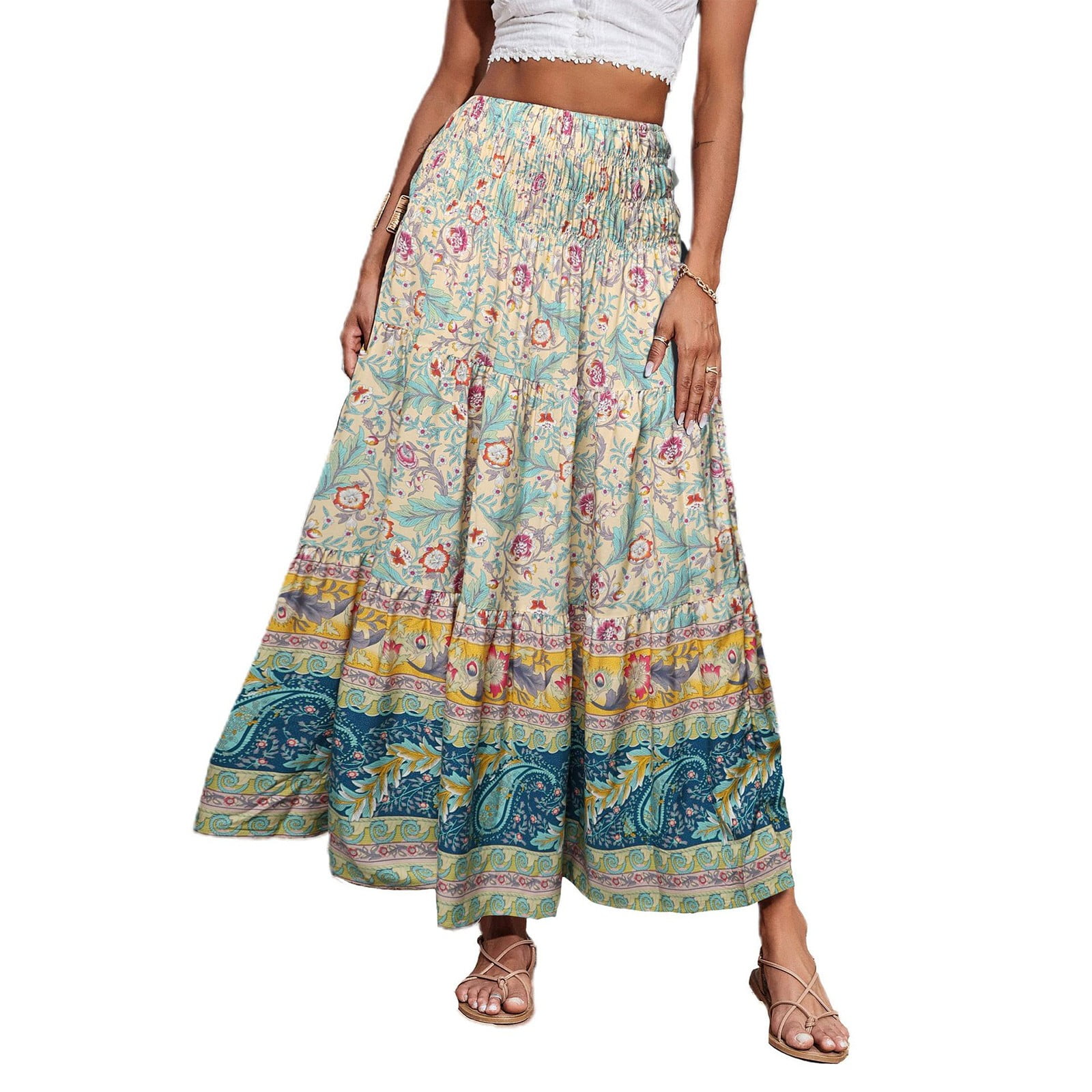 White High Waisted Cotton Trapeze Skirt for Women with Original Design Elegant Summer Essential main image 1