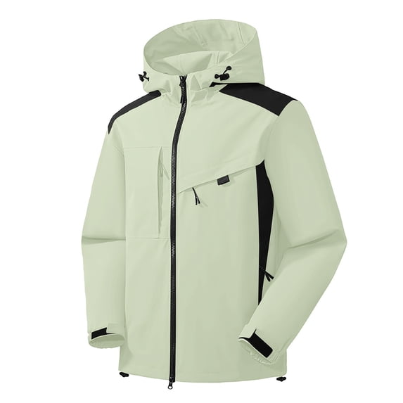 WTOBBY Women's Solid Color Hooded Long Sleeved Windbreaker for Mountaineering Sports, Waterproof Jacket and Top for Outdoor Adventures,Beige 5XL