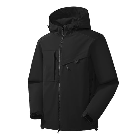 WTOBBY Women's Solid Color Hooded Long Sleeved Windbreaker for Mountaineering Sports, Waterproof Jacket and Top for Outdoor Adventures,Black XL