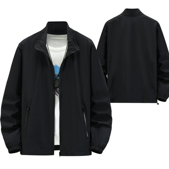 WTOBBY Women's Solid Color Hoodless Sun Jacket - Waterproof Windproof UPF 50+ Lightweight Outerwear for Hiking, Outdoor Activities and Daily Use ,Black L