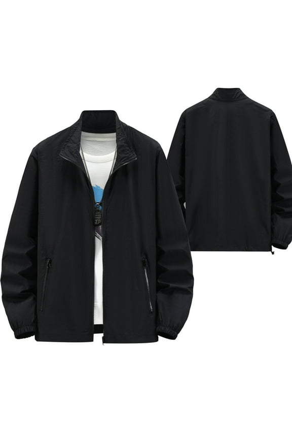 Women's Solid Color Hoodless Sun Jacket - Waterproof Windproof UPF 50+ Lightweight Outerwear for Hiking, Outdoor Activities and Daily Use ,Black M