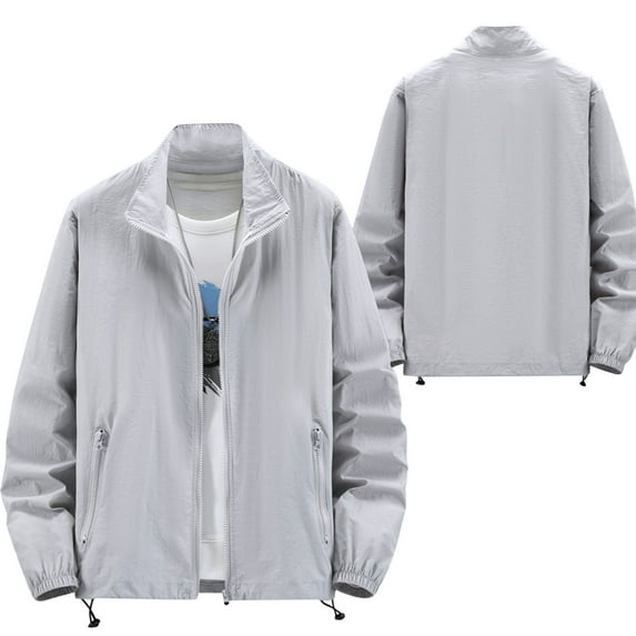 WTOBBY Women's Solid Color Hoodless Sun Jacket - Waterproof Windproof UPF 50+ Lightweight Outerwear for Hiking, Outdoor Activities and Daily Use ,Gray XL