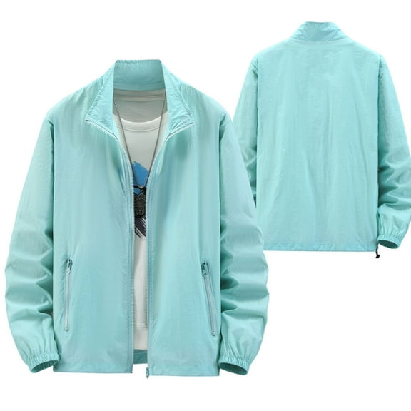 WTOBBY Women's Solid Color Hoodless Sun Jacket - Waterproof Windproof UPF 50  Lightweight Outerwear for Hiking, Outdoor Activities and Daily Use ,Sky Blue L