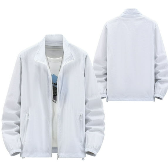 WTOBBY Women's Solid Color Hoodless Sun Jacket - Waterproof Windproof UPF 50+ Lightweight Outerwear for Hiking, Outdoor Activities and Daily Use ,White XL