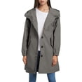 thumbnail image 1 of WTOBBY Women's Solid Color Mid-Length Hooded Rain Jacket for Outdoor Sports, Waterproof Windproof Design for Active Lifestyle,Gray M, 1 of 5