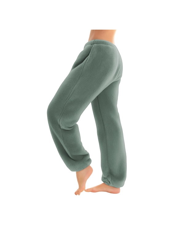 Women's Solid Color Pajama Pants with Elastic Cuffed Bottoms - Minimalist Style Sleepwear for Comfortable Home Lounge Wear - Straight Leg Comfortable Design,Army Green L