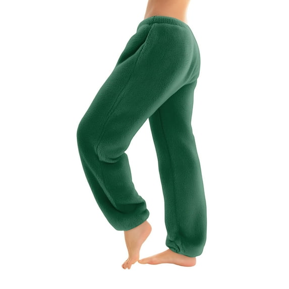 WTOBBY Women's Solid Color Pajama Pants with Elastic Cuffed Bottoms - Minimalist Style Sleepwear for Comfortable Home Lounge Wear - Straight Leg Comfortable Design,Dark Green 2XL