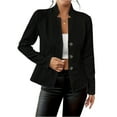 thumbnail image 1 of WTOBBY Women's Solid Color Short Cardigan Coat with Long Sleeve Button Front, Casual Lightweight Jacket for Layering, Versatile Open Front Top for Daily Outfits,Black L, 1 of 5
