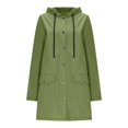 thumbnail image 1 of WTOBBY Women's Solid Stripe Mid-Length Hooded Waterproof Rain Jacket for Outdoor Sports and Sun Exposure, Windproof and Comfortable,Army Green L, 1 of 6