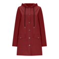 thumbnail image 1 of WTOBBY Women's Solid Stripe Mid-Length Hooded Waterproof Rain Jacket for Outdoor Sports and Sun Exposure, Windproof and Comfortable,Wine XL, 1 of 5