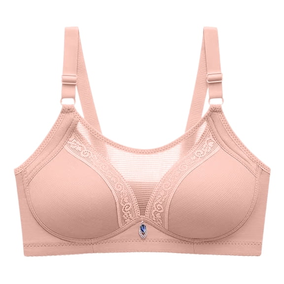 WTOBBY Women's Strapless Wireless Bra with Full Coverage Cups, Gathered Design for Push-Up Effect, Adjustable Fit for Comfort,for Off-Shoulder Tops and Dresses,Light pink 42