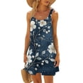 thumbnail image 1 of WTOBBY Women's Stretchy Sleeveless Scoop Neck Floral Sun Dress for Summer Vacation & Pool Party,Navy S, 1 of 5