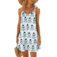 thumbnail image 1 of WTOBBY Women's Stretchy Sleeveless Scoop Neck Floral Sun Dress for Summer Vacation & Pool Party,White L, 1 of 5