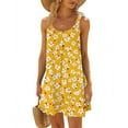 thumbnail image 1 of WTOBBY Women's Stretchy Sleeveless Scoop Neck Floral Sun Dress for Summer Vacation & Pool Party,Yellow L, 1 of 5