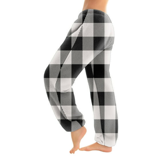 WTOBBY Women's Striped Print Pajama Pants with Cuffed Ankles, Casual Comfort Trousers for Sleepwear and Home Use, Soft Fabric with Striped Design,White S