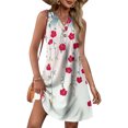 thumbnail image 1 of WTOBBY Women's Stylish Printed V-Neck Button Vest Sleeveless Dress with Pocket, Fashion Casual Floral Print for Summer, Comfortable and Lightweight for Outdoor Activities,Multicolor L, 1 of 5