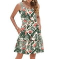 thumbnail image 1 of WTOBBY Women's Stylish Sleeveless V-Neck Vest Dress with Hawaiian Floral Print and Pleated Stitching, Summer Casual Fashion with Pockets, Perfect for Holiday Wear,Mint Green S, 1 of 4