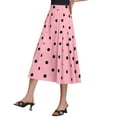 thumbnail image 1 of WTOBBY Women's Summer Casual Vintage Polka Dot Midi Skirt with Concealed Pockets, Flowy A-Line Large Swing Beach Skirt Drape Design for Retro Styling,Pink S, 1 of 5