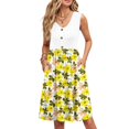 thumbnail image 1 of WTOBBY Women's Summer Color Block Print Sleeveless Casual Dress with V-Neck Button Down Front Pockets Loose Swing Midi Sundress for Beach Vacation ,WhiteM, 1 of 4
