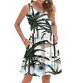 thumbnail image 1 of WTOBBY Women's Summer Fashion V-Neck Pleated Stitching Hawaiian Floral Print Sleeveless Vest Dress with Pockets, Casual Lightweight Design for Beach and Outdoor Activities,White L, 1 of 4