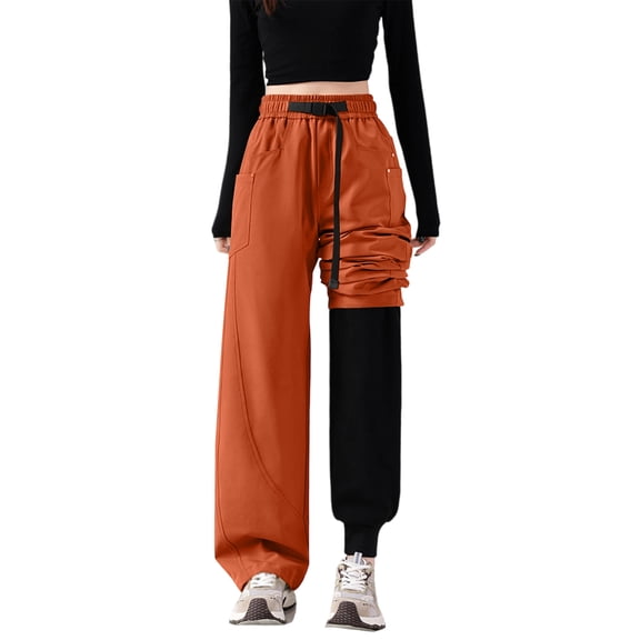 WTOBBY Women's Thick Cotton Ski Pants, Three-in-One Detachable Design for Winter Sports, Warm and Waterproof Trousers for Women, Versatile for Skiing and Cold Weather Wear,Orange S