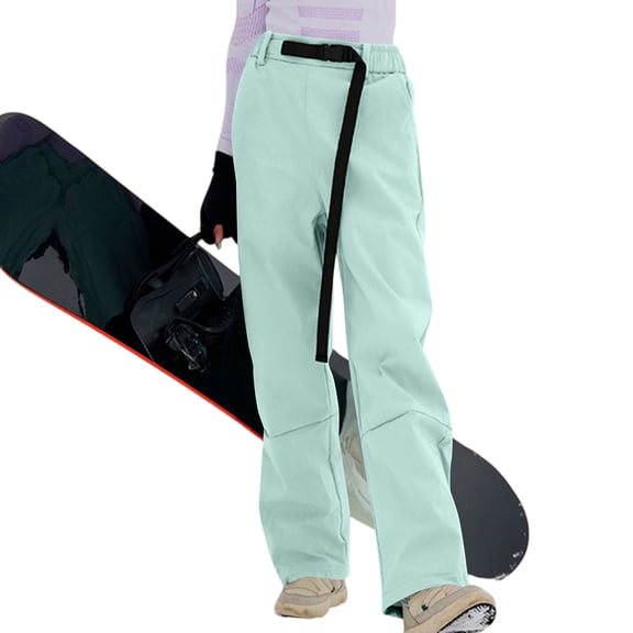 WTOBBY Women's Thick Cotton Ski Pants, Waterproof and Windproof Trousers for Winter Sports, Warm and Insulated for Cold Weather, Women's Protective Pants for Outdoor Activities,Cyan L