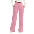 thumbnail image 1 of WTOBBY Women's Thin Wide Leg Pants with High Waist, Casual Work Pants with Flowy Design and Back Pockets, Comfortable Trousers for Women, Ideal for Office and Casual Wear,Pink 3XL, 1 of 7