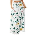 thumbnail image 1 of WTOBBY Women's Travel-Friendly Foldable Floral Print High Waist Casual Skirt with Pocket, Draped Relaxed Long Maxi Leisure Skirt for Cruise Trips and Explorations,White M, 1 of 5