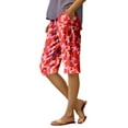 thumbnail image 1 of WTOBBY Women's Trendy Floral Print Elastic Waist Casual Bermuda Shorts with Side Pockets, Fashionable and Comfortable for Summer Events,Watermelon Red XL, 1 of 4