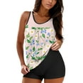 thumbnail image 1 of WTOBBY Women's Tropical Floral Tankini Set Two-Piece Swimsuit Flowy Shorts & Top Lightweight Bathing Suit for Resort Vacation,Army Green 2XL, 1 of 5