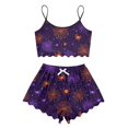 thumbnail image 1 of WTOBBY Women's Two-Piece Halloween Pajama Set Retro Floral Sleeveless Vest Adjustable Straps with Matching Shorts Soft Sleepwear Cozy Home Lounge Outfit,Purple L, 1 of 5