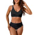thumbnail image 1 of WTOBBY Women's Two-Piece Swimsuit Set Flowy Shorts & Tank Top Sexy Bathing Suit for Beach Vacation Summer Swimwear,Black XL, 1 of 5