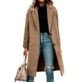 thumbnail image 1 of WTOBBY Women's V-Neck Button Down Cardigan, Long Sleeve Lightweight Sweater, Casual Fall Clothes, Comfortable Loose Fit, Versatile Layering Piece,Camel L, 1 of 8