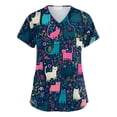 thumbnail image 1 of WTOBBY Women's V-Neck Printed Short Sleeve Nursing Scrub Top with Side Slit Pockets, Professional Work Uniform Apparel for Healthcare, Comfortable and Functional for Long Shifts ,Hot Pink 2XL, 1 of 6