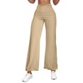 thumbnail image 1 of WTOBBY Women's Vintage Bloom Palazzo Pants - High Waist Wide Leg Trousers with Dual Pockets & Breathable Cotton Blend for Street Fashion,Beige L, 1 of 5