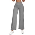 thumbnail image 1 of WTOBBY Women's Vintage Bloom Palazzo Pants - High Waist Wide Leg Trousers with Dual Pockets & Breathable Cotton Blend for Street Fashion,Gray S, 1 of 5