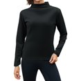 thumbnail image 1 of WTOBBY Women's Warm Fleece Base Shirt with Seamless Design, Thick Inner Layer for Insulation, Half High Neck Long Sleeve Top, Perfect for Cold Weather and Layering,Black L, 1 of 4