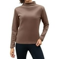 thumbnail image 1 of WTOBBY Women's Warm Fleece Base Shirt with Seamless Design, Thick Inner Layer for Insulation, Half High Neck Long Sleeve Top, Perfect for Cold Weather and Layering,Coffee L, 1 of 4