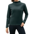 thumbnail image 1 of WTOBBY Women's Warm Fleece Base Shirt with Seamless Design, Thick Inner Layer for Insulation, Half High Neck Long Sleeve Top, Perfect for Cold Weather and Layering,Dark Green 2XL, 1 of 4