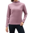 thumbnail image 1 of WTOBBY Women's Warm Fleece Base Shirt with Seamless Design, Thick Inner Layer for Insulation, Half High Neck Long Sleeve Top, Perfect for Cold Weather and Layering,Light Purple XL, 1 of 4