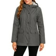 thumbnail image 1 of WTOBBY Womens Raincoats With Hood Lightweight Outdoor Hooded Waterproof Windbreaker Solid Trench Coat Jacket Plus Size, Ideal for Sports and Fashion,Gray XL, 1 of 5