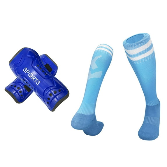 WTOBBY Youth Football Shin Guard Socks with Compression Sleeves Technology, Soccer Leg Protection Gear for Kids Teen Players, Team Sports Accessories, Durable Football Socks,Sky BlueL