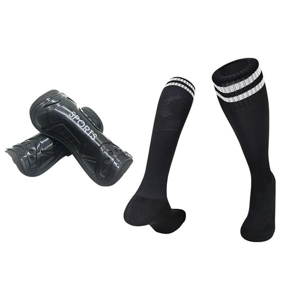 WTOBBY Youth Football Shin Guard Socks with Compression Sleeves Technology, Soccer Leg Protection Gear for Kids Teen Players, Team Sports Accessories, Durable Football Socks,BlackL