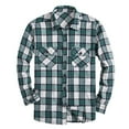 thumbnail image 1 of WTOBBYMen's Minimalist Workwear Plaid Long Sleeve Shirt, Unique Square Neck Button Up Casual Business Design for Spring Season Fashion Statement,Green L, 1 of 3
