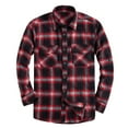 thumbnail image 1 of WTOBBYMen's Minimalist Workwear Plaid Long Sleeve Shirt, Unique Square Neck Button Up Casual Business Design for Spring Season Fashion Statement,Red L, 1 of 4