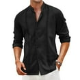 thumbnail image 1 of WTOBBYMen's Solid Color Casual Cardigan Button-up Collar Long-sleeved Shirt，Solid Color Long Sleeve Button Down with Fashionable Accents for Night Out & Special Events,Black L, 1 of 4
