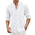 thumbnail image 1 of WTOBBYMen's Solid Color Casual Cardigan Button-up Collar Long-sleeved Shirt，Solid Color Long Sleeve Button Down with Fashionable Accents for Night Out & Special Events,White M, 1 of 4