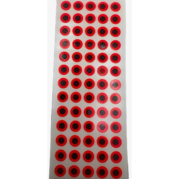 WTP Flat Stick On Eyes, 5/16 Fluorescent Red